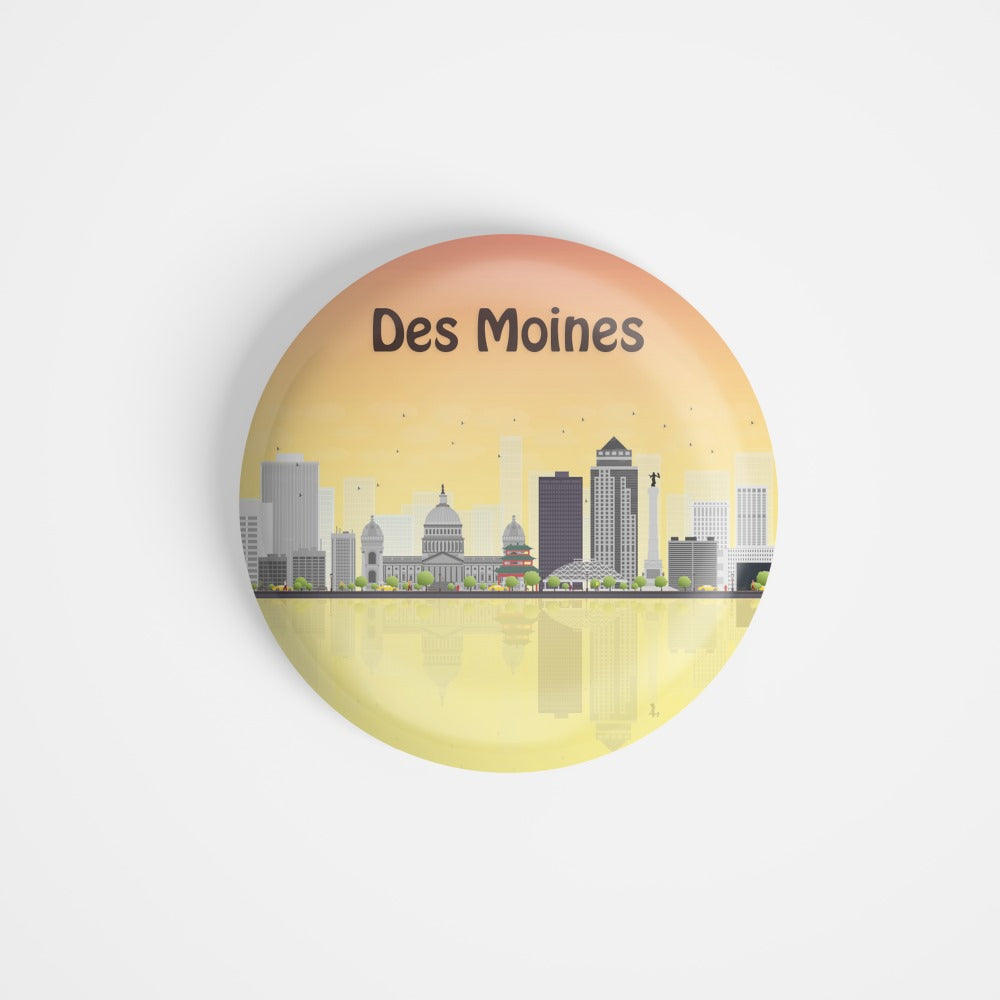 dhcrafts Round Fridge Magnet Multicolour Places Des Moines Capital Of U.s. State Of Iowa Glossy Finish Design Pack of 1